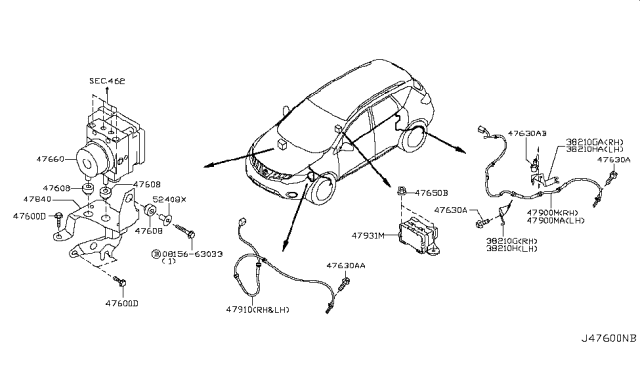2010 Nissan Murano Sensor Assembly G Diagram for 47931-CL80A