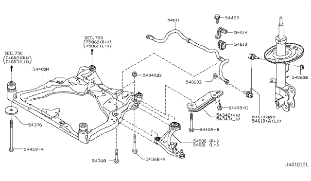 2009 Nissan Murano Stabilizer-Front Diagram for 54611-1AA0A