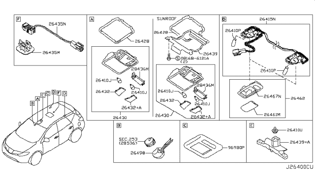 2009 Nissan Murano Lamp Assembly-Map Diagram for 26430-1AA0A