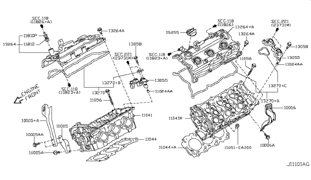 2011 Nissan Murano Gasket-Cylinder Head Diagram for 11044-9N01A