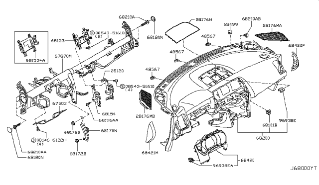 2008 Nissan Murano Lid-Cluster Diagram for 68240-1AA0A