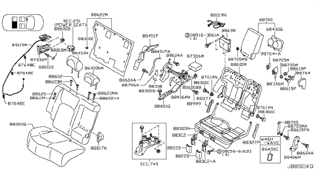 2011 Nissan Murano Bolt-Hinge Diagram for 88798-1AA0A
