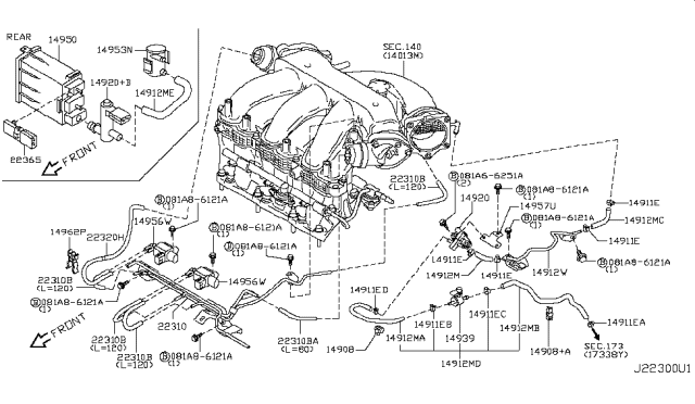 2014 Nissan Murano CANISTER Assembly E Diagram for 14950-CA00A