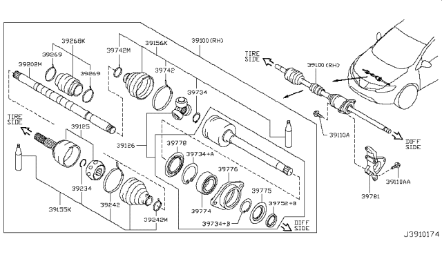 2009 Nissan Murano Front Drive Shaft (FF) Diagram 2