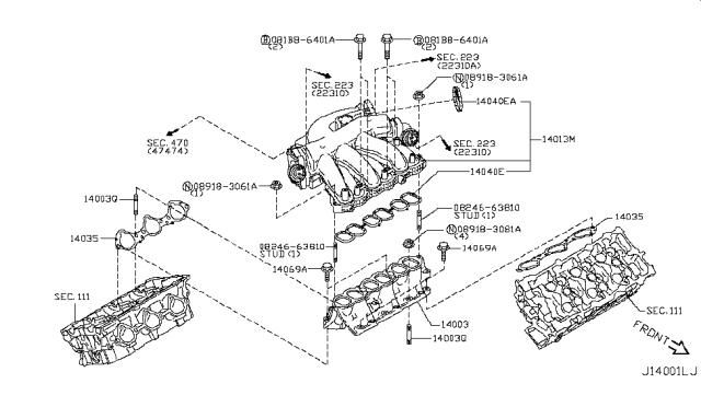 2009 Nissan Murano Collector-Intake Manifold Diagram for 14010-JP00A