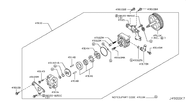 2009 Nissan Murano Bolt-Belt TENSIONER Diagram for 01125-N8061