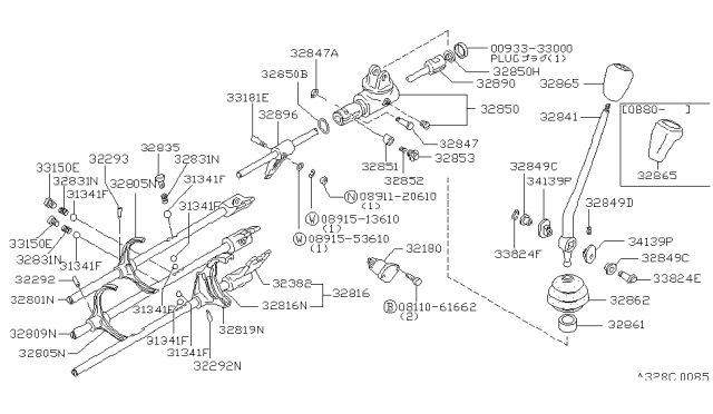 1979 Nissan 200SX Fork 1/2 Speed Diagram for 32805-Q0100