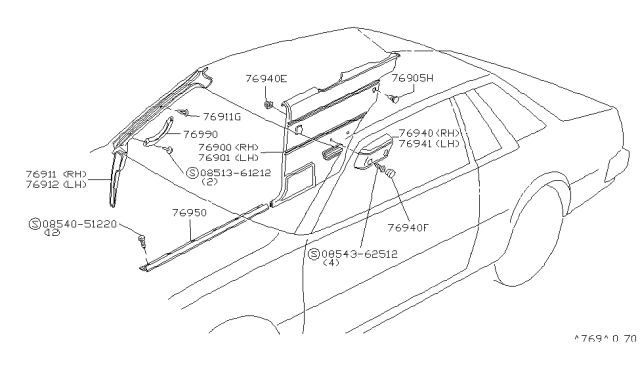 1980 Nissan 200SX FINISHER-Rear RH-Blue Diagram for 76900-N8502