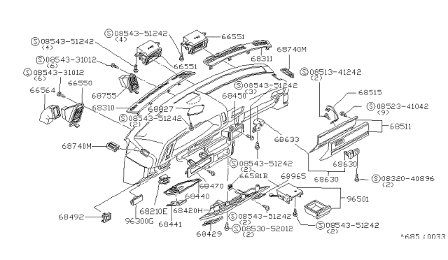 1980 Nissan 200SX Cover Instrument Lower Diagram for 68910-N8500