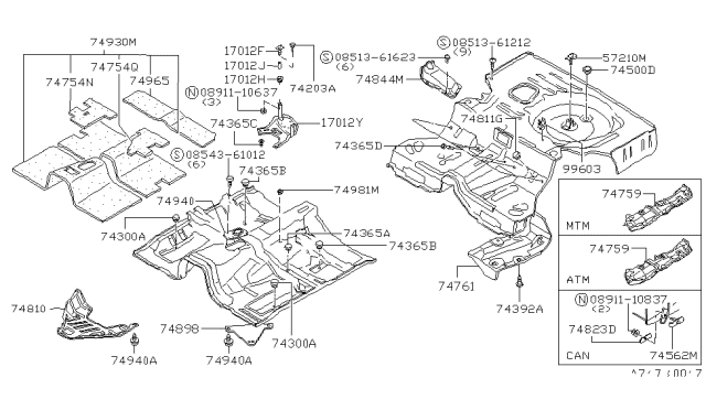 1981 Nissan 200SX Floor Fitting Diagram 1