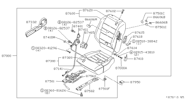 1980 Nissan 200SX Front Seat Diagram 5