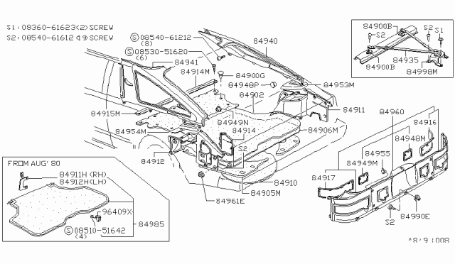 1979 Nissan 200SX Trunk & Luggage Room Trimming Diagram 2