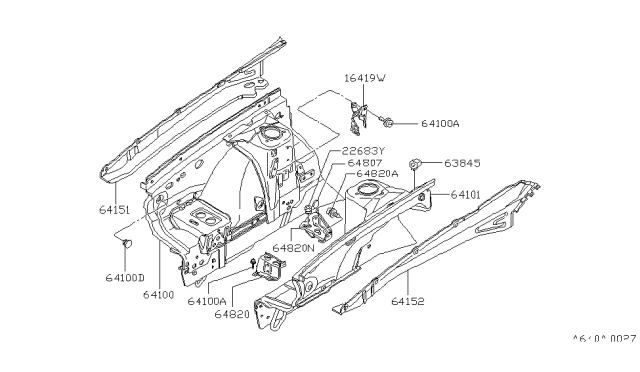 1981 Nissan 200SX Hood Ledge & Fitting Diagram 2