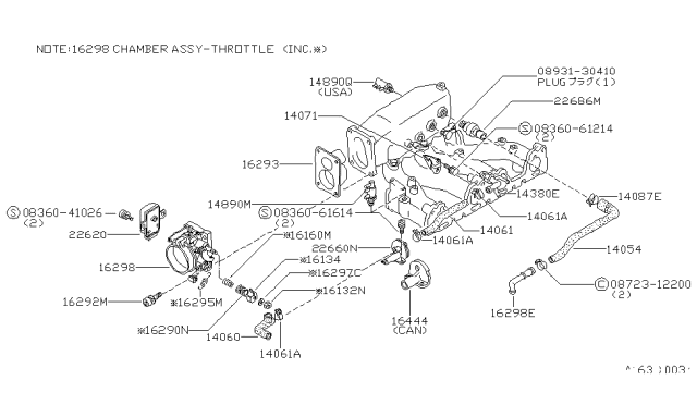 1981 Nissan 200SX Thermal Valve Diagram for 14890-N8500