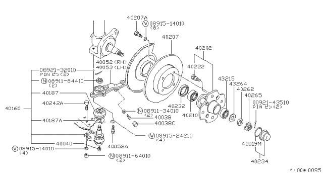 1983 Nissan 200SX Seal Grease Front Hub Diagram for 40232-A0101