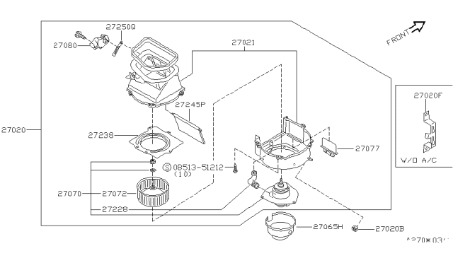 1998 Nissan Sentra Heater & Blower Unit Diagram 1
