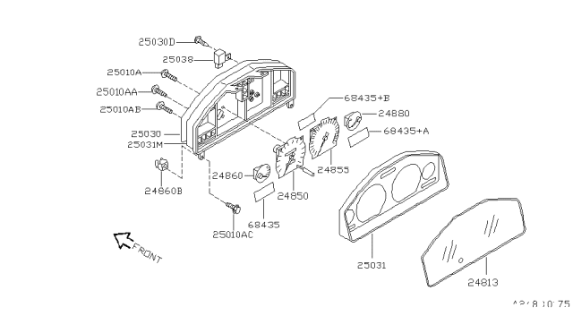 1997 Nissan Sentra Speedometer Assembly Diagram for 24820-8B703