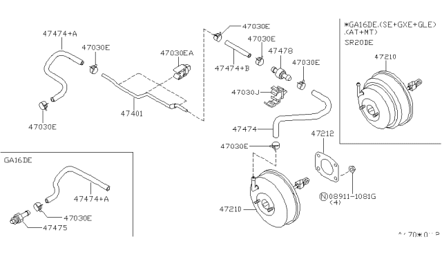 1997 Nissan Sentra Tube-Booster To Tank Diagram for 47401-4B000