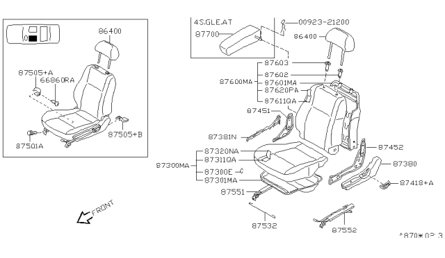 1997 Nissan 200SX Cushion Assy-Front Seat Diagram for 87350-1M900