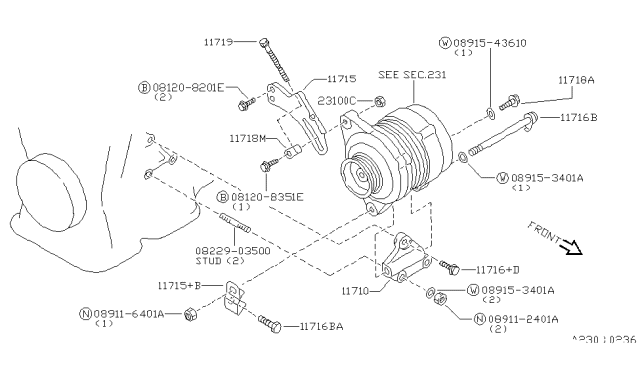 1995 Nissan 200SX Alternator Fitting Diagram 2
