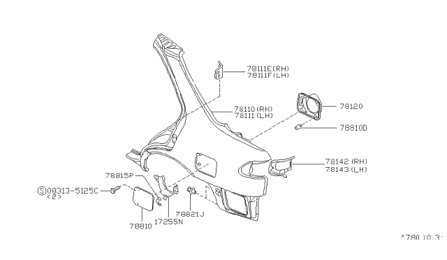 1996 Nissan Sentra RETAINER-Tapping STRIKER LH Diagram for 76591-1M500