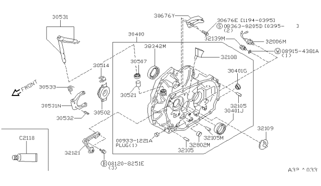 1995 Nissan 200SX Transmission Case & Clutch Release Diagram 1