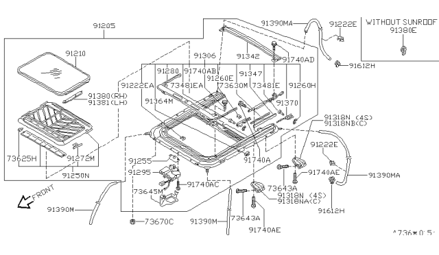 1995 Nissan 200SX Sun Roof Parts Diagram