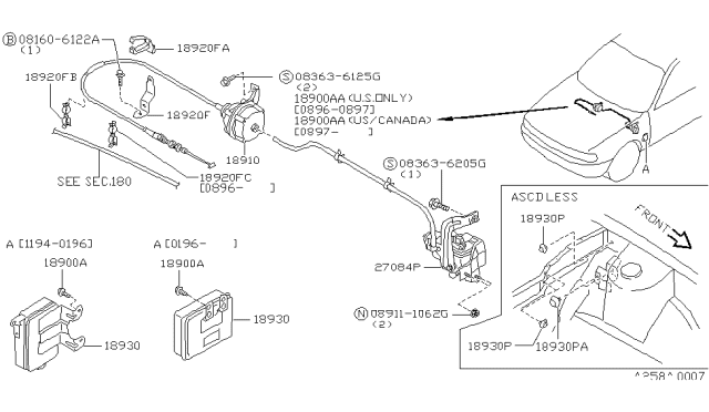 1998 Nissan 200SX Controller Assembly - ASCD Diagram for 18930-4B002