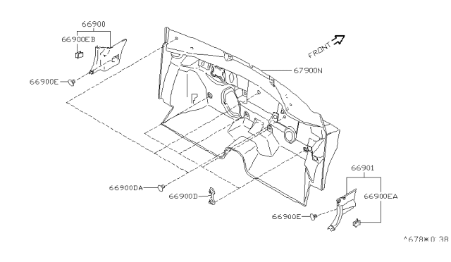1998 Nissan Sentra Finisher-Dash Side,LH Diagram for 66901-8B900