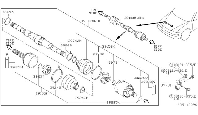1997 Nissan Sentra Front Drive Shaft (FF) Diagram 4