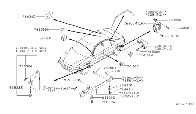 1995 Nissan 200SX Body Side Fitting Diagram 1