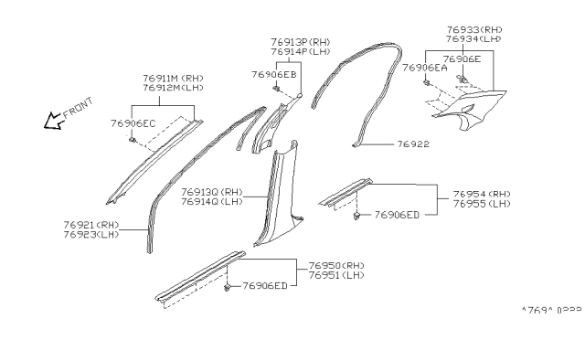 1996 Nissan Sentra Body Side Trimming Diagram 1
