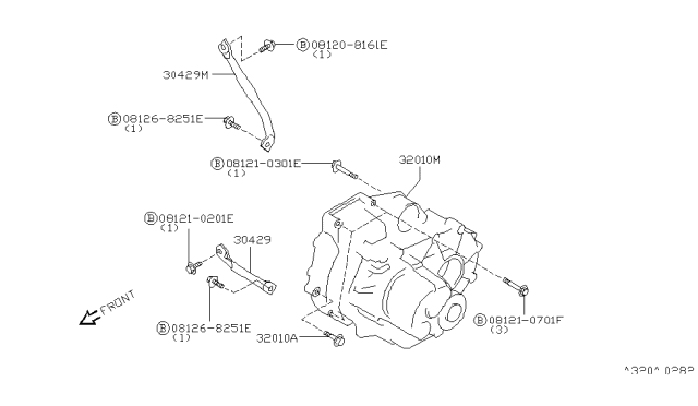 1997 Nissan Sentra Manual Transmission Assembly Diagram for 320B0-1M866