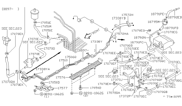1997 Nissan Sentra Hose-Emission Control Diagram for 17337-4M015