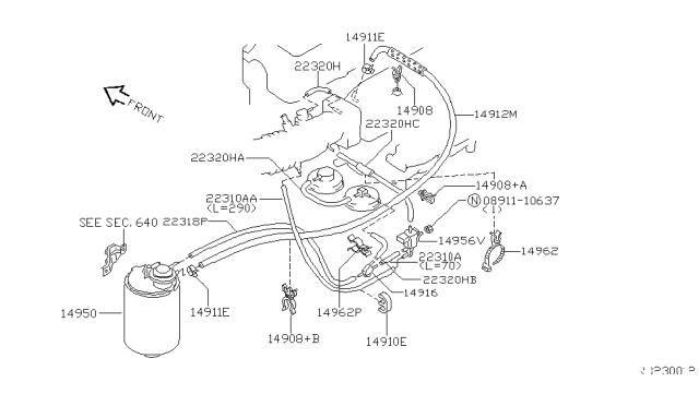 1995 Nissan 200SX Engine Control Vacuum Piping Diagram 1