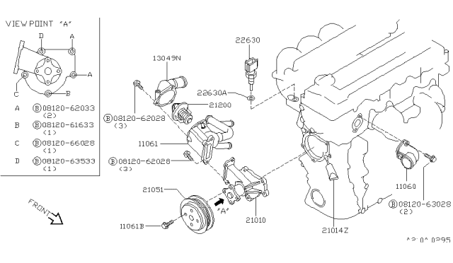 1995 Nissan 200SX Water Pump, Cooling Fan & Thermostat Diagram 1
