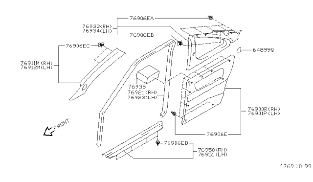 1997 Nissan Sentra Body Side Trimming Diagram 2