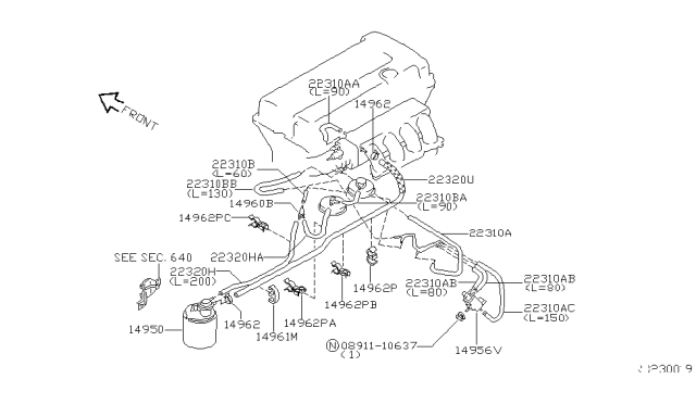 1996 Nissan Sentra Engine Control Vacuum Piping Diagram 4