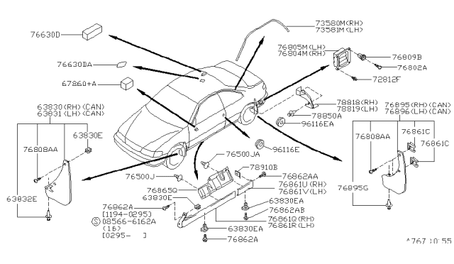 1997 Nissan 200SX Closing Plate-Rear Bumper,RH Diagram for 78818-0M000