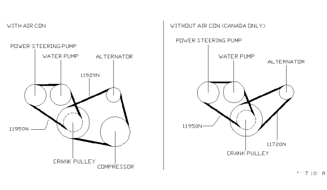 1997 Nissan Sentra Fan,Compressor & Power Steering Belt Diagram 1