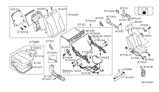 2004 Nissan Maxima Cushion Assy-Front Seat Diagram for 87300-7Y461