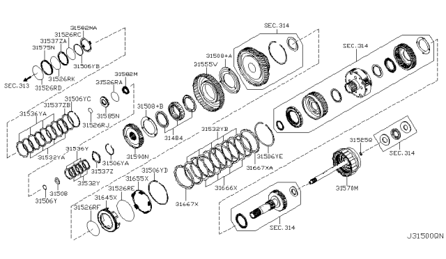2004 Nissan Maxima Ring-Snap Diagram for 31506-8Y003