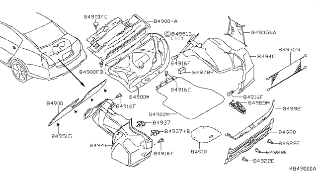 2006 Nissan Maxima Trunk & Luggage Room Trimming Diagram