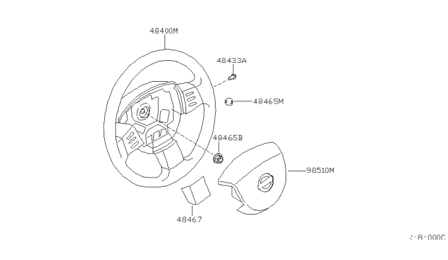 2005 Nissan Maxima Steering Wheel Assembly W/O Pad Diagram for 48430-7Y606
