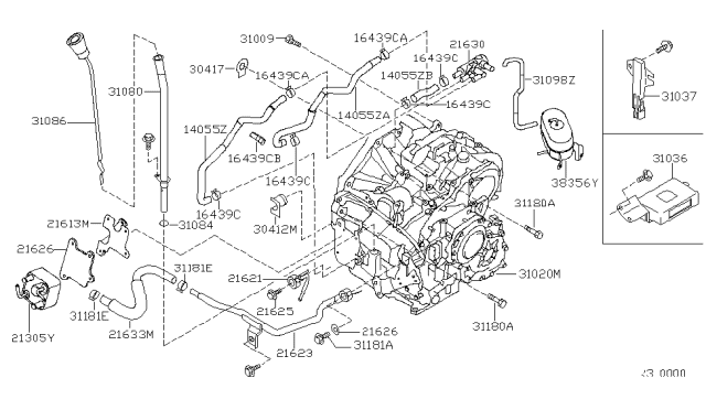 2006 Nissan Maxima Pipe Assy-Oil Charging Diagram for 31080-CA000