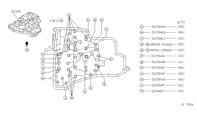 2005 Nissan Maxima Control Valve Assembly Diagram for 31705-8Y002