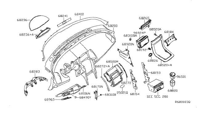 2006 Nissan Maxima Instrument Panel,Pad & Cluster Lid Diagram 5