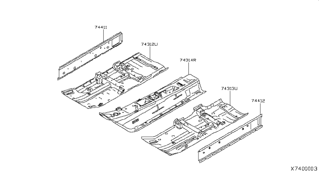 2012 Nissan Versa Floor-Front,LH Diagram for G4321-EM3MA