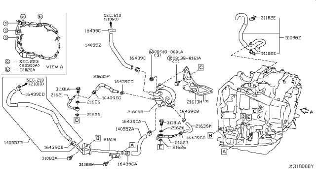 2010 Nissan Versa Auto Transmission,Transaxle & Fitting Diagram 5