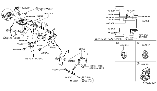 2011 Nissan Versa Brake Piping & Control Diagram 2